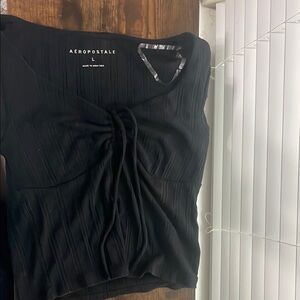 Aeropostale Black Ruched Blouse